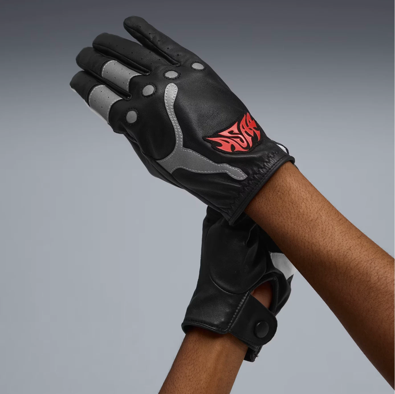 ASAP Rocky x Puma Driving Gloves Leather Black Red Size L/XL 042137 01