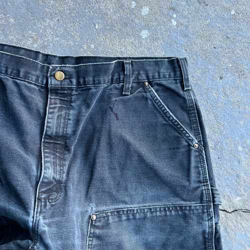 Vintage carhartt faded black distressed double knee work wear carpenter pants - Picture 9 of 12