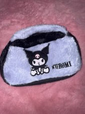 Sanrio Kuromi Plush Zip Pouch Bag - Black  Gray Fabric/Canvas