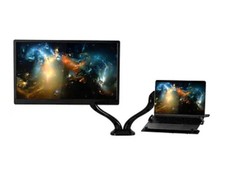 Dual Arm Adjustable Desk Mount for Monitor  Laptop, Black, VESA 75x75/100x100