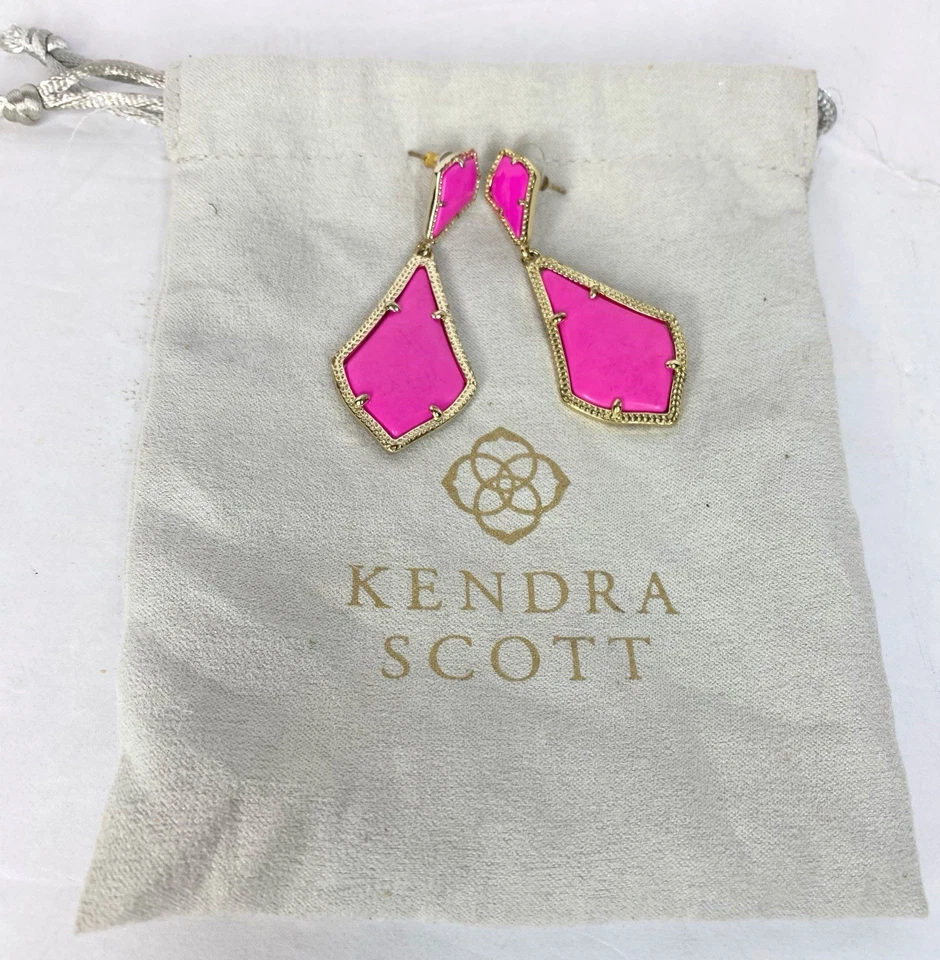 Kendra Scott Pink Magenta Alexa Earrings In Gold Tone - Image 2 of 4
