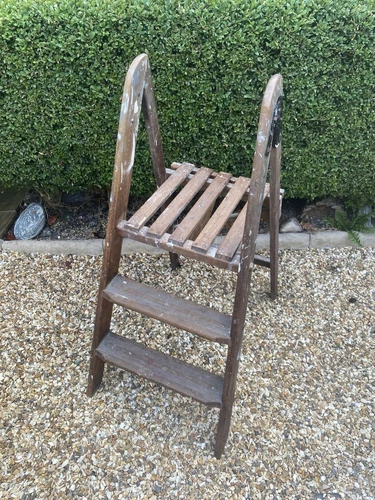 Vintage Wooden 3 Run Step Ladder