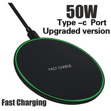 50W Wireless Phone Charger Pad Dock Fast Charge for Samsung iPhone All Universal