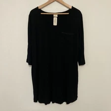 Soma Cool Nights Sleep Shirt Dress Womens L Black Lounge Relax Pajamas New