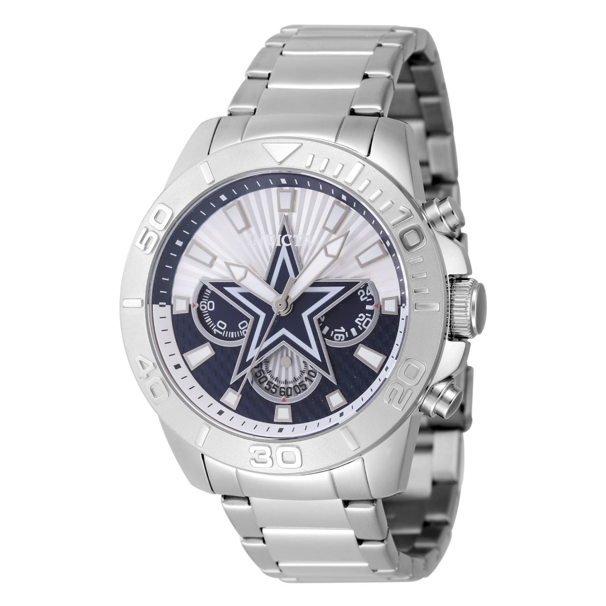 NEW INVICTA 47932 DALLAS COWBOYS NFL STEEL QUARTZ CHRONOGRAPH MENS