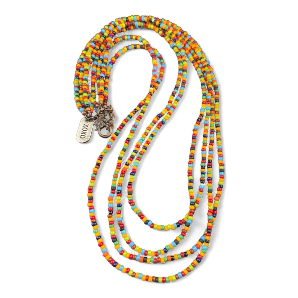 Divertido collar de cuentas multicolor inspirado en Jamaica firmado por XOXO—32 pulgadas Foto 2 de 4