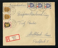 FRZ. ZONE Nr.9 (3) u.a. R-BRIEF SPIESEN SAAR 29.7.1946 - METTLACH (976641)