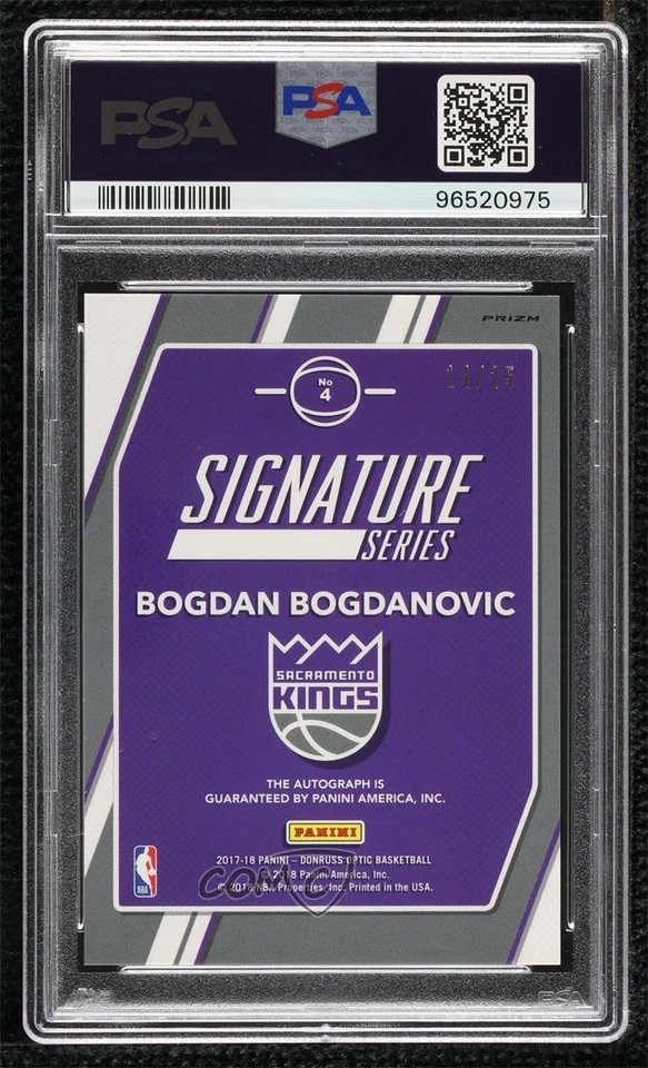 2017 Donruss Optic Pink Prizm /25 Bogdan Bogdanovic #4 PSA 9 MINT Rookie Auto RC - Image 2 of 2