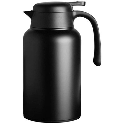 Thermoskanne, Edelstahl, 2L, Warmhaltefunktion, Kaltwasser, schwarz, vakuumis...