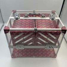Caboodles x Barbie Neat Freak Train Case Clear  Pink Limited Edition Organizer