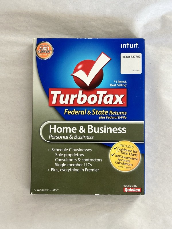 TurboTax Home & Business 2010 Federal State Returns E-File CD Windows Mac
