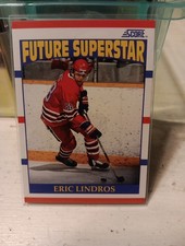 SCORE ICE HOCKEY 1990 ERIC LINDROS  FUTURE SUPERSTAR ROOKIE  CARD # 440 MINT...