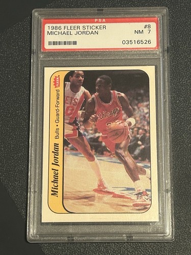 1986 FLEER STICKER #8 MICHAEL JORDAN ROOKIE RC PSA 7!  NO QUALIFIERS!  Gorgeous!