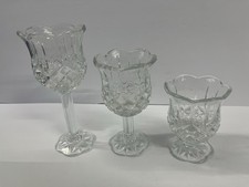 HOMCO Vintage Glass Tulip Votive Candle Holder Set of 3 Graduated Made in USA