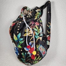 Johnny Was Floral Velvet Sling Bag Boho Bucket Hobo Purse NWOT Soft