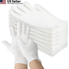 5 Pairs White Cotton Gloves - Breathable for Dry Hands