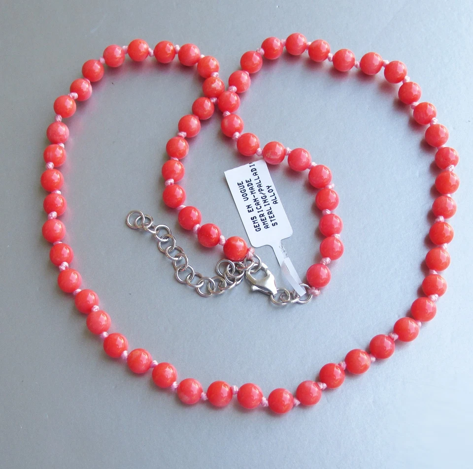 Nuevo Con Etiqueta GEMAS EN BOGA Valitutti 6mm Coral Cuentas 18-20" Collar Esterlina Foto 4 de 4