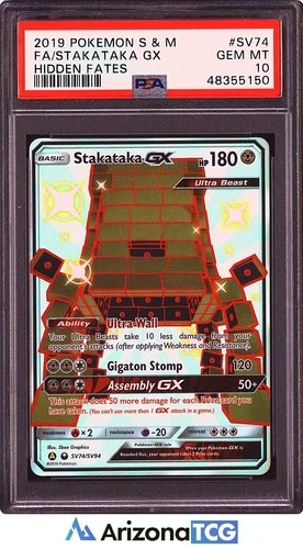 Pokemon 2019 Stakataka GX SV74/SV94 Full Art Hidden Fates GEM MINT PSA 10