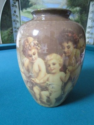 Enesco Vase Cherubs Angels 9 X 6'' *