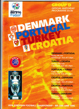 Euro 1996 Group D Denmark/Portugal/Turkey/Croatia Football Programme
