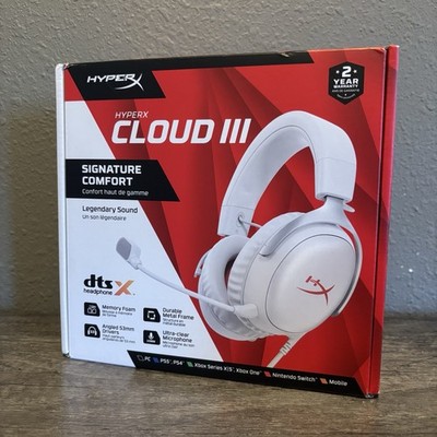 HyperX Cloud III Wired Gaming Headset For PC/PlayStation 4/5/Switch (White-Red)