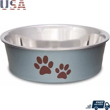 Durable Stainless Steel Dog Bowl Non-Slip Pet Feeder Hygienic Food Water Dish US