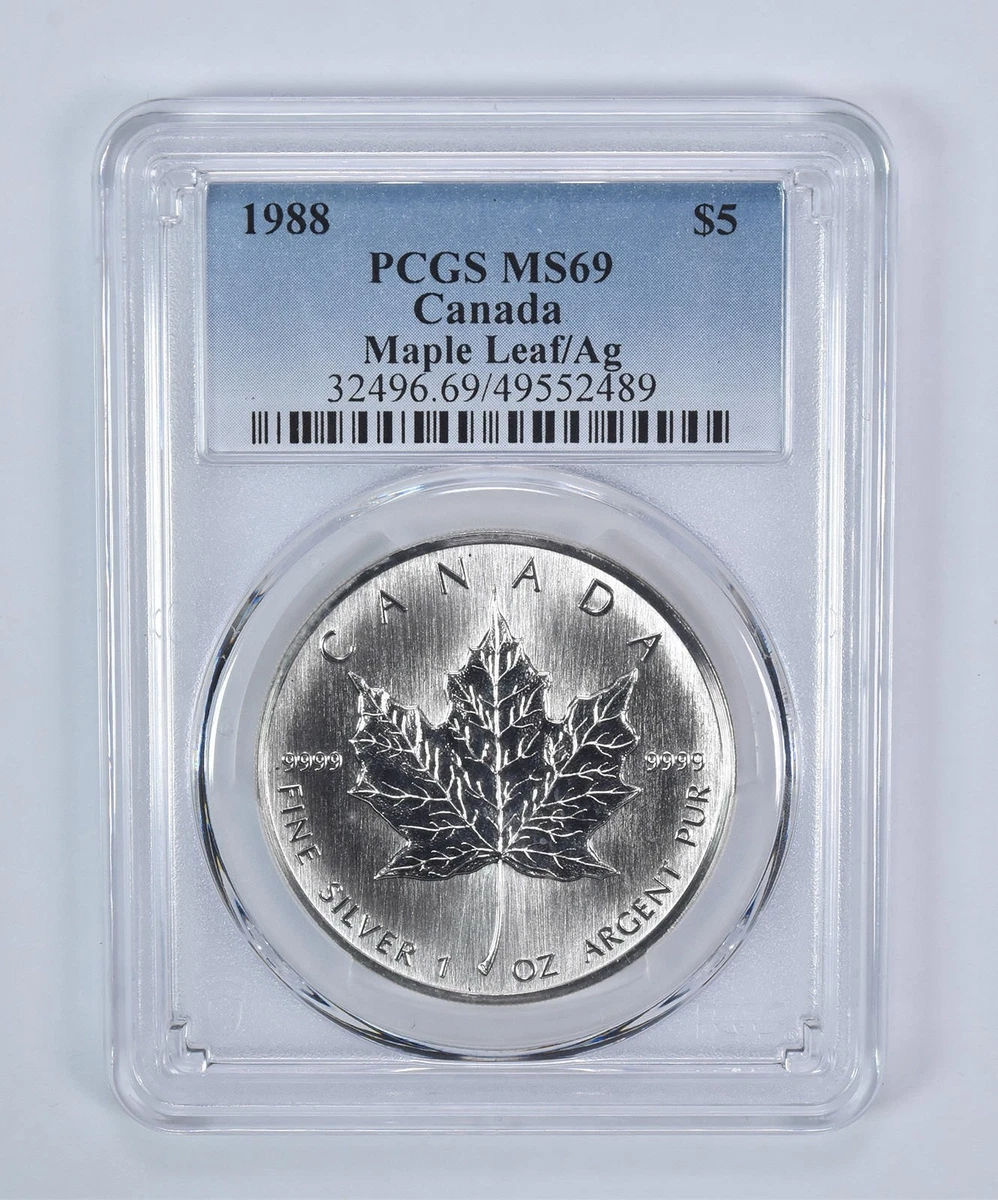 Canadian Maple Leaf MS 69 PCGS Certified Silver Bullion Coins for