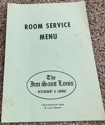 Vintage Restaurant Menu Room Service The Inn St. Louis Missouri 