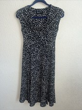 Jones New York Dress Swing Tank Fit Flare Midi Patterned Petite 2 Stretchy Work