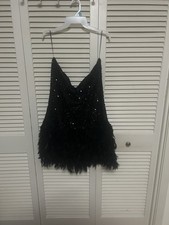 Zoey Feathered Sequin Mini Dress Dress - Black Women’s Size XL New W/ Tags