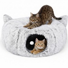 3-in-1 Cat Tunnel Bed Cat Tunnels Cat Beds for Indoor Cats with Catnip