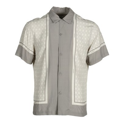 Sandro Paris Men's Grey Short Sleeves Viscose Shirt Size M SHPCM01082