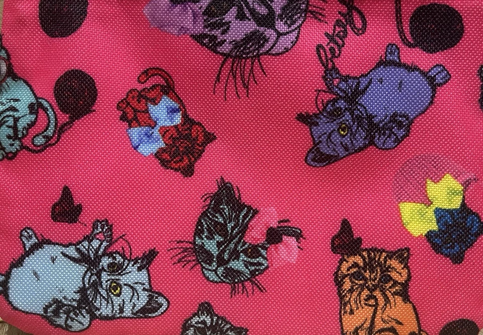 Bolsa de accesorios/maquillaje Betsey Johnson rosa para gatito con cadena dorada y cierre de cremallera Foto 4 de 4