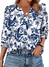 Boho Tops for Women 3/4 Length Sleeve Womens Tops Blouses Dressy Casual Early...