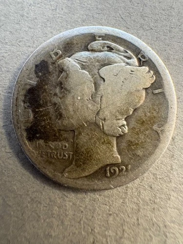 1921P Mercury Dime In About Good Condition.  Key Date.
