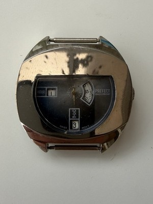 Prefect Jump Hour Irregular Shape Herren Handaufzug Vintage Uhr -- funktioniert