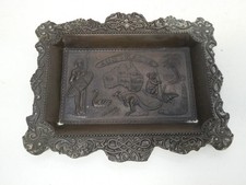 VINTAGE AUSTRALIAN MOTIF EMBOSSED SOUVENIR TRINKET METAL WALL PLAQUE PLATE
