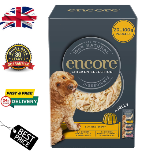Encore Natural Adult Wet Dog Food 20 x 100g – Chicken Selection in Jelly
