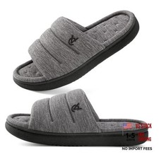 Mens Open-Toe Slippers Memory Foam Indoor Outdoor House 9-10 Ultimate Gray