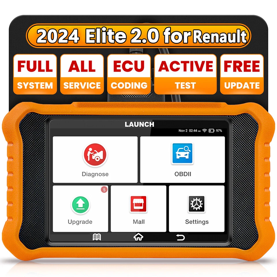 LAUNCH X431 ELITE 2.0 For Renault Car OBD2 Scanner Diagnostic Tools ECU Coding