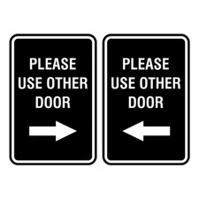 Portrait Round Please Use Other Door Sign Set Black - Large 6" x 8"