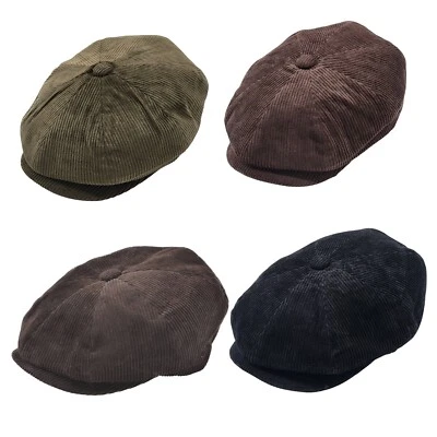NOVELLA HATS Corduroy Newsboy Cap Classic 8 Panel Baker Boy Gatsby Peaky Blinders Flat Cap