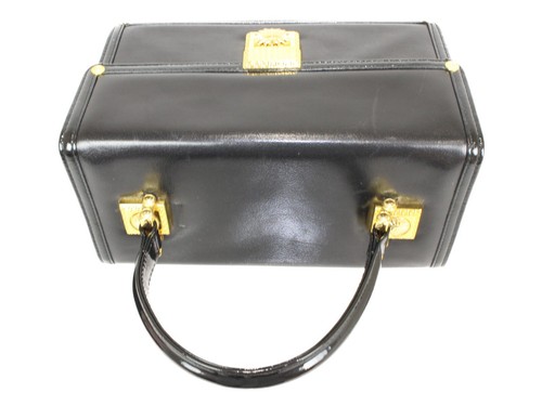 Gianni Versace Hand Bag Box Black Gold Hardware Leather Japan Used - Picture 6 of 18