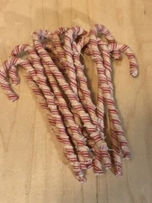 12 Primitive 6" STRIPED HOMESPUN Fabric Candy Canes Christmas Ornaments