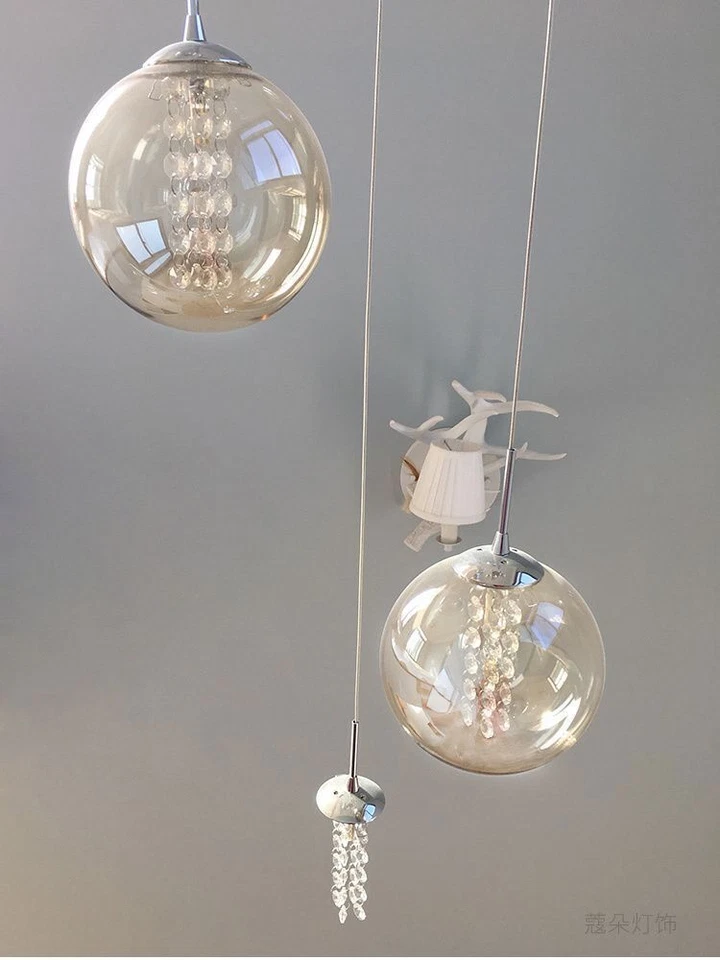 Candelabro de vidro cristal escada lustre loft apartamento sala de estar abajur pingente - Imagem 4 de 4