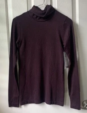 NEW Athleta Flurry Peak Stretch Turtleneck Top Herringbone Burgundy XS $89 NWT