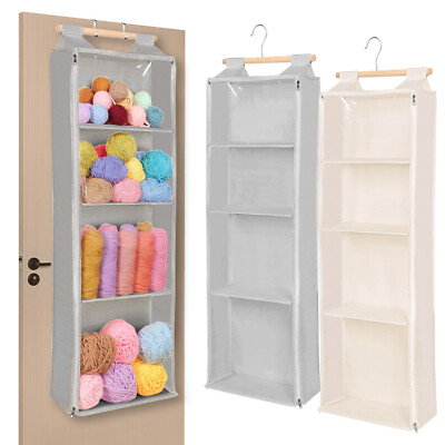 Hanging Yarn Storage Organizer, Over the Door Hanging Yarn Holder with 4 Pockets