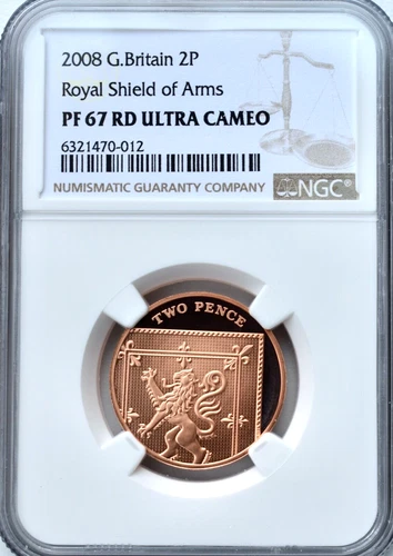 2008 2p  Shield Two Pence NGC PF67 RD Proof Great Britain Coin UK RED