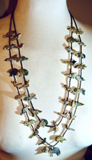 ZUNI NATIVE BEAR FISH FETISH AGATE NECKLACE HAND CARVED JASPER MULTI STRAND