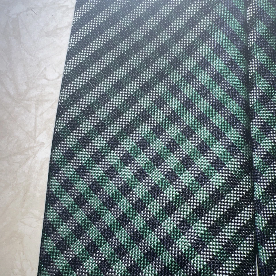 USED Tommy Hilfiger Men's Silk Blend Tie ~ Multicolor ~ Plaid Green/Blue 3.25 - Image 2 of 4